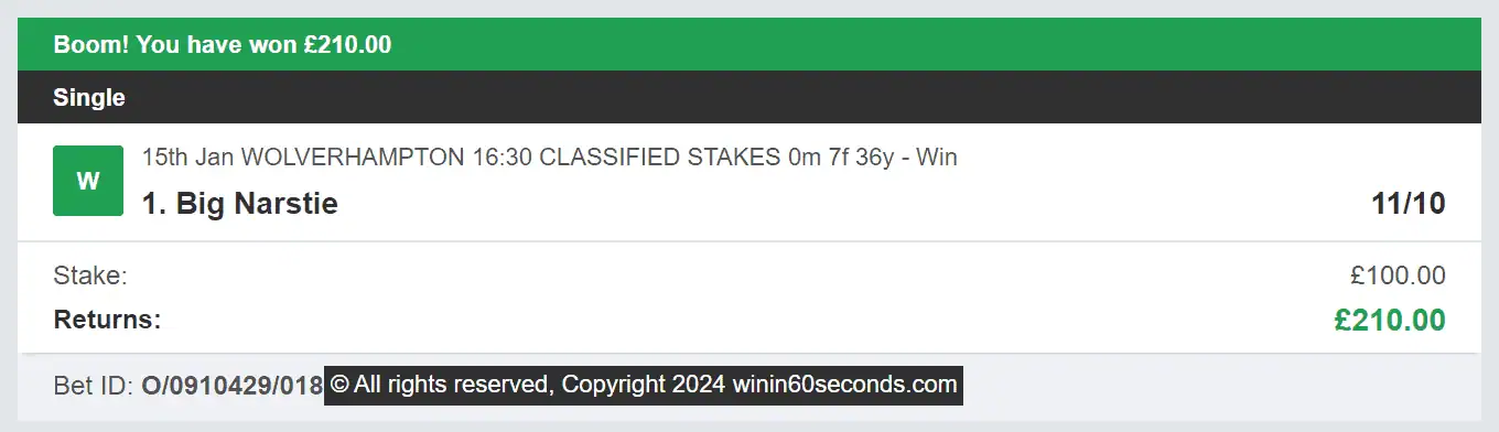 Win In 60 Seconds - Winner - 2024-01-15