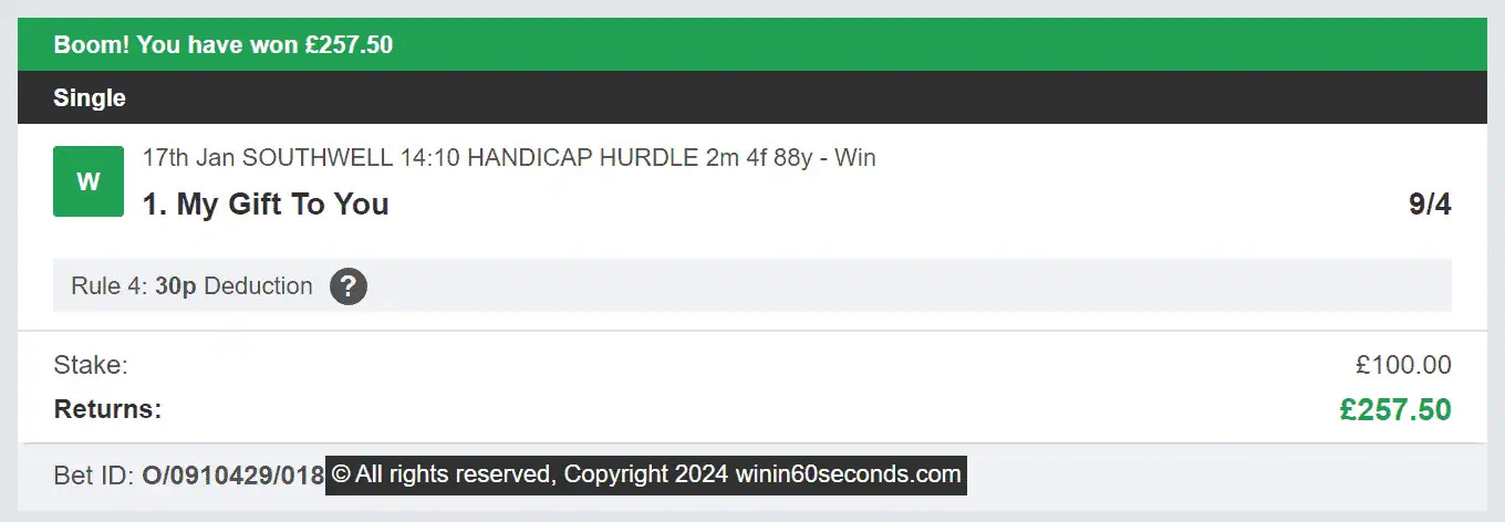 Win In 60 Seconds - Winner - 2024-01-17