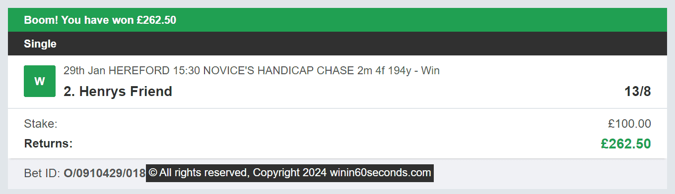 Win In 60 Seconds - Winner - 2024-01-29