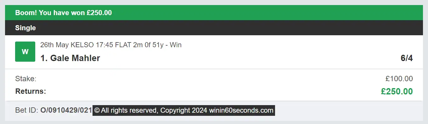Win In 60 Seconds - Winner - 2024-05-26