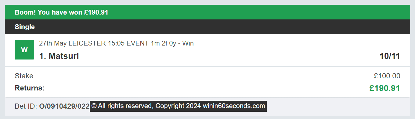Win In 60 Seconds - Winner - 2024-05-27