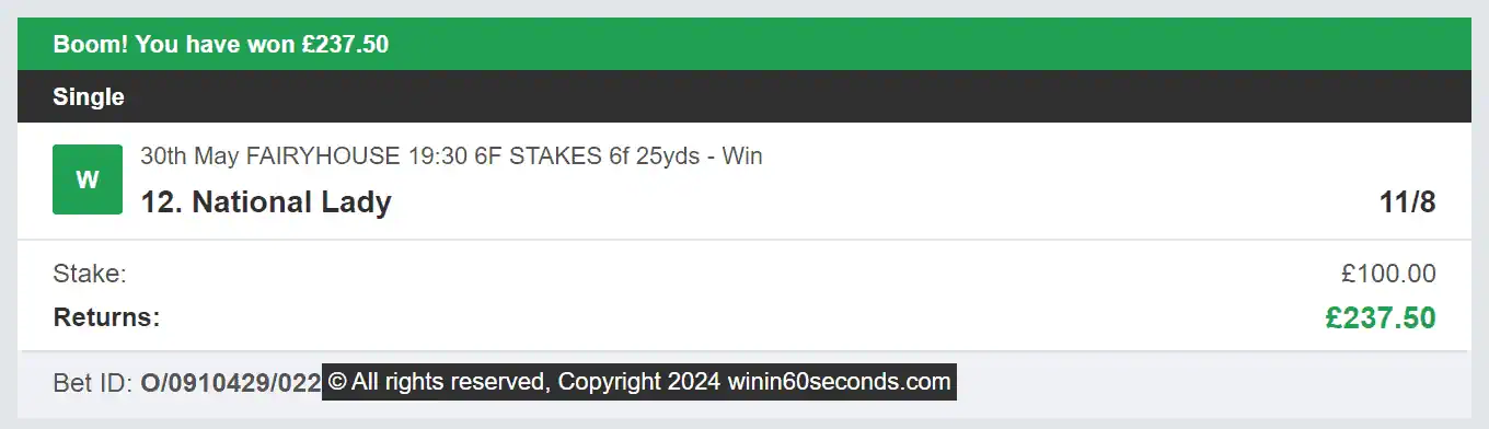 Win In 60 Seconds - Winner - 2024-05-30