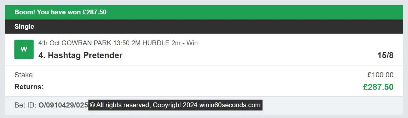 Win In 60 Seconds - Winner - 2024-10-04